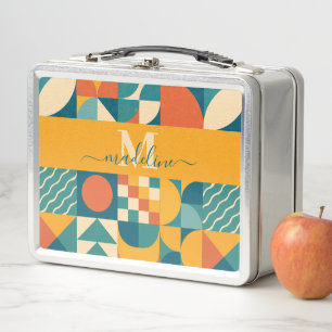 Personalized Retro Geometric Colorful  Metal Lunch Box