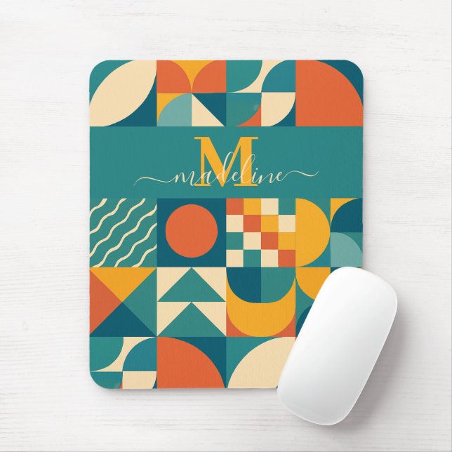 Personalized Retro Geometric Colorful  Mouse Pad (With Mouse)