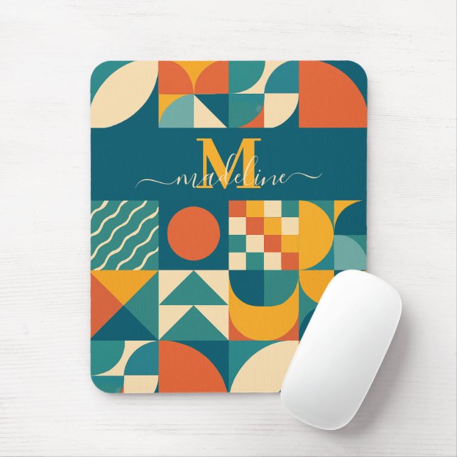 Personalized Retro Geometric Colorful  Mouse Pad (With Mouse)