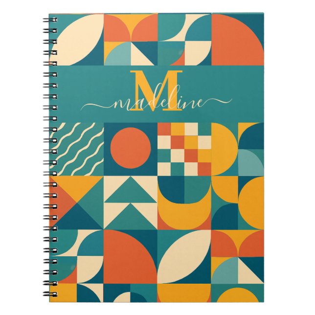 Personalized Retro Geometric Colorful  Notebook (Front)
