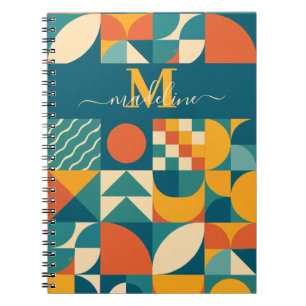 Personalized Retro Geometric Colorful  Notebook