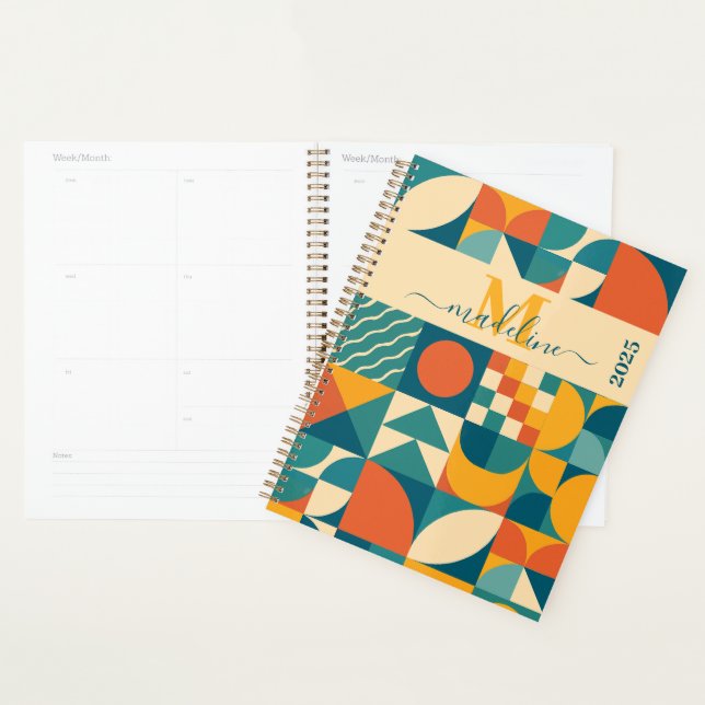 Personalized Retro Geometric Colorful  Planner (Display)