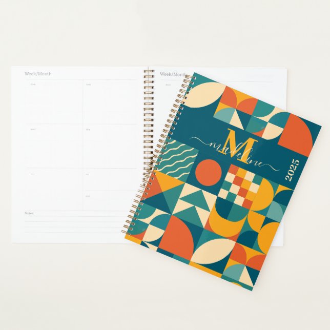 Personalized Retro Geometric Colorful  Planner (Display)
