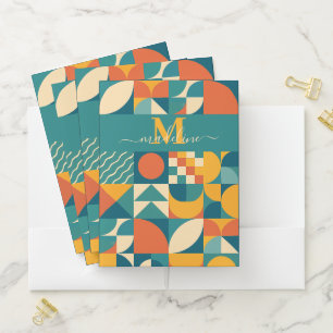 Personalized Retro Geometric Colorful Pocket Folder