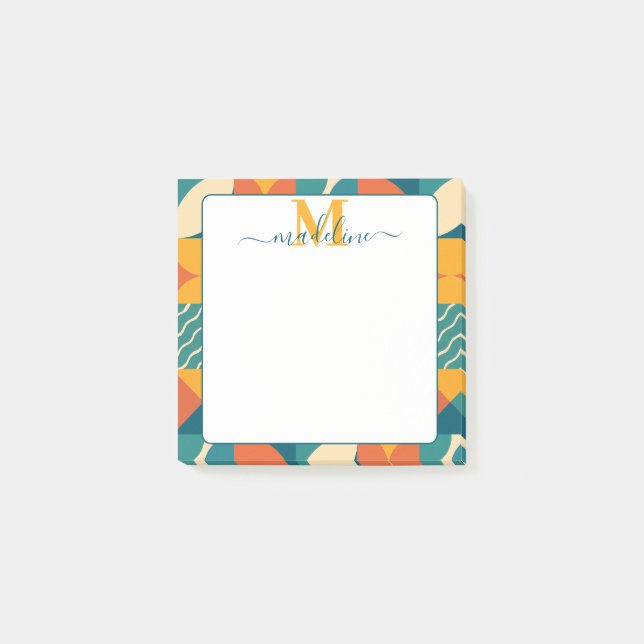 Personalized Retro Geometric Colorful  Post-it Notes (Front)