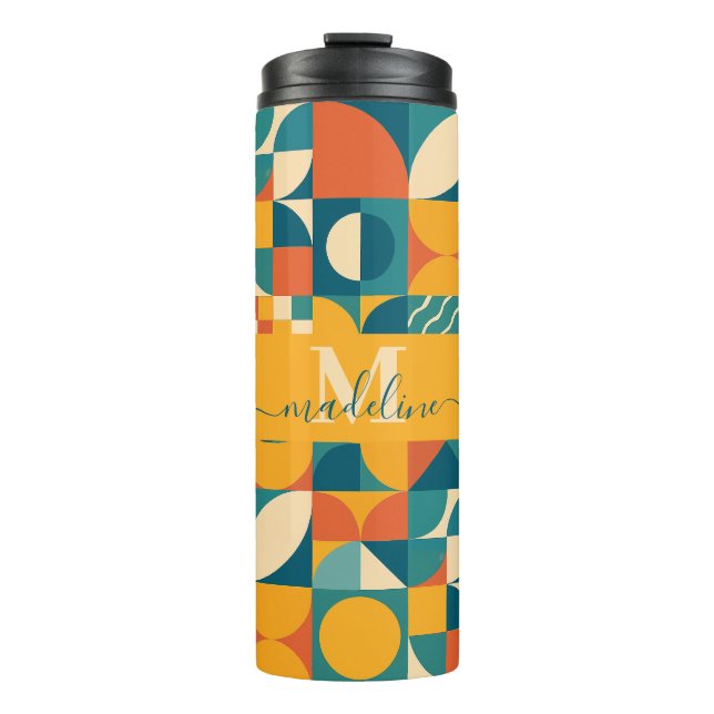 Personalized Retro Geometric Colorful  Thermal Tumbler (Front)