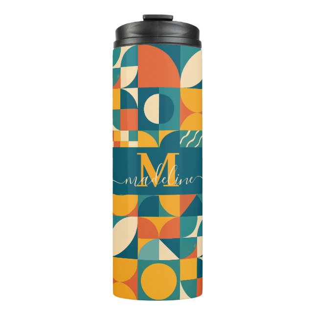 Personalized Retro Geometric Colorful  Thermal Tumbler (Front)