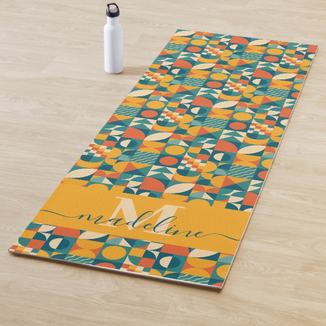 Personalized Retro Geometric Colorful  Yoga Mat (In Situ)