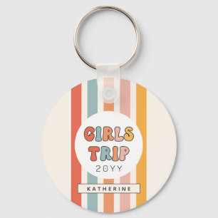 Personalized Retro Girls Trip Cute Girls Weekend Keychain