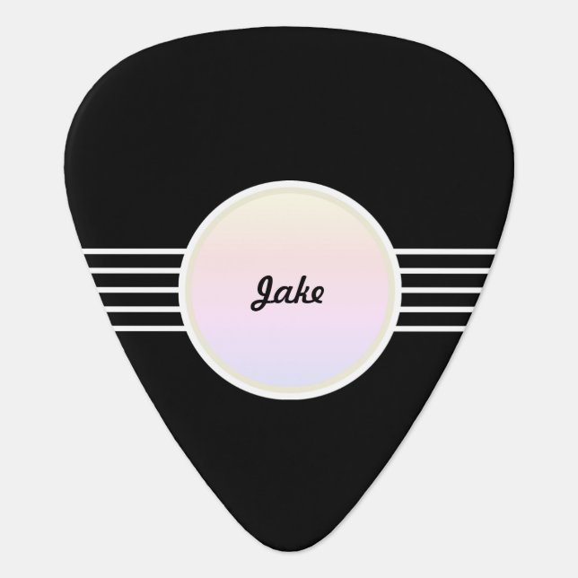 Personalized Retro Glam Black and Opal Guitar Pick (Front)