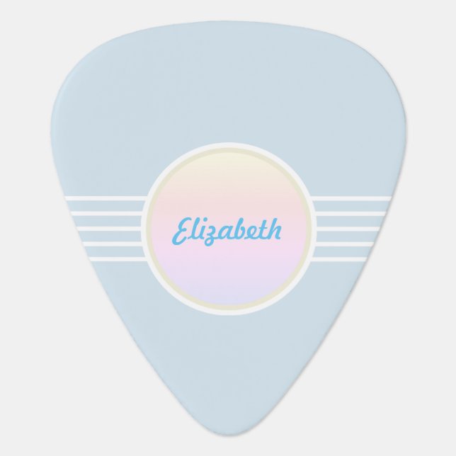 Personalized Retro Glam Ice Blue and Opal Guitar Pick (Front)