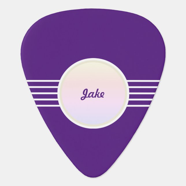 Personalized Retro Glam Purple and Opal Guitar Pick (Front)