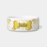 Personalized Retro Gold Paisley Bone Bowl<br><div class="desc">Make your pet feel special with this customizable elegant gold paisley and bone dog bowl.  Change the name,  the bone,  the size of the name,  or add a special message.</div>