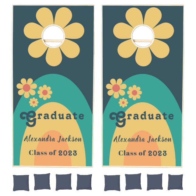 Personalized Retro Graduation Party Cornhole Set (Set)