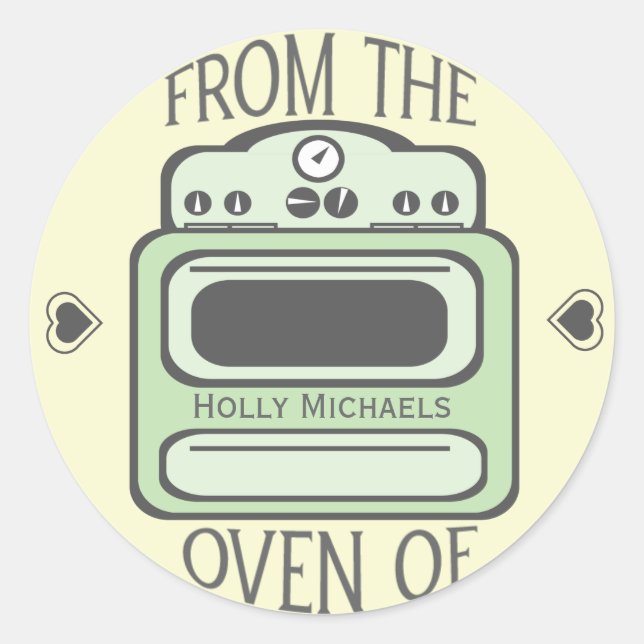 Personalized Retro Green Oven Sticker (Front)