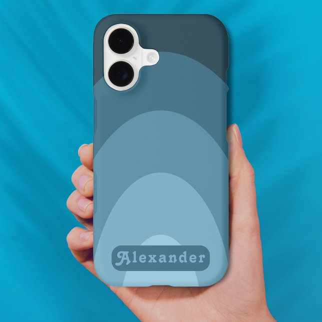 Personalized Retro Groovy Blue Arch Case-Mate iPhone Case (Personalized Retro blue arch with groovy vintage 70s typography iPhone case)