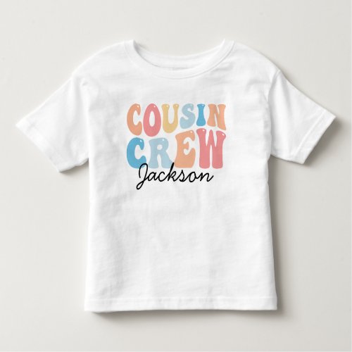 Personalized Retro Groovy Cousin Crew Toddler T_shirt