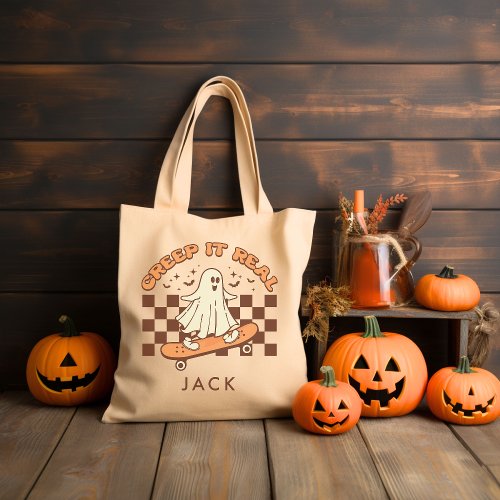 Personalized Retro Groovy Halloween Tote Bag