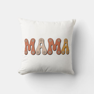 Personalized Retro Groovy Mama Mother's Day Throw Pillow