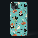Personalized Retro Halloween Witch Pumpkin Pattern iPhone 13 Case<br><div class="desc">Vintage and retro Halloween pattern. Personalized gifts and merchandises for Halloween party celebration. You can customize the text to fit your own need and creativity. Cool and awesome gifts with custom text. Check out our store for more fun and cool patterns.</div>
