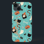 Personalized Retro Halloween Witch Pumpkin Pattern iPhone 13 Case<br><div class="desc">Vintage and retro Halloween pattern. Personalized gifts and merchandises for Halloween party celebration. You can customize the text to fit your own need and creativity. Cool and awesome gifts with custom text. Check out our store for more fun and cool patterns.</div>
