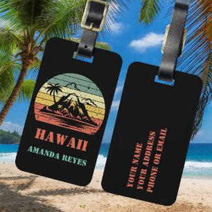 Personalized Retro Hawaii Luggage Tag