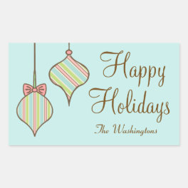 Personalized Retro Holiday Ornaments Gift Stickers
