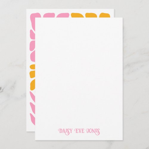 Personalized Retro Hot Pink Orange Floral Motif Note Card