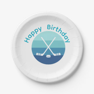 Personalized Retro Ice Hockey Birthday  Paper Plates