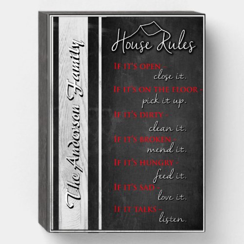 Personalized Retro Kindness House Rules Chalkboard Wooden Box Sign