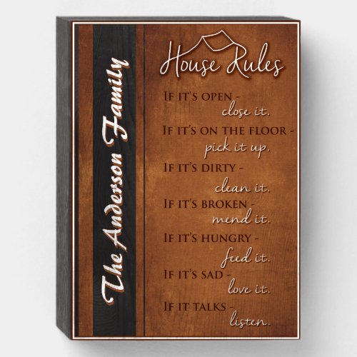 Personalized Retro Kindness House Rules Rustic Wooden Box Sign