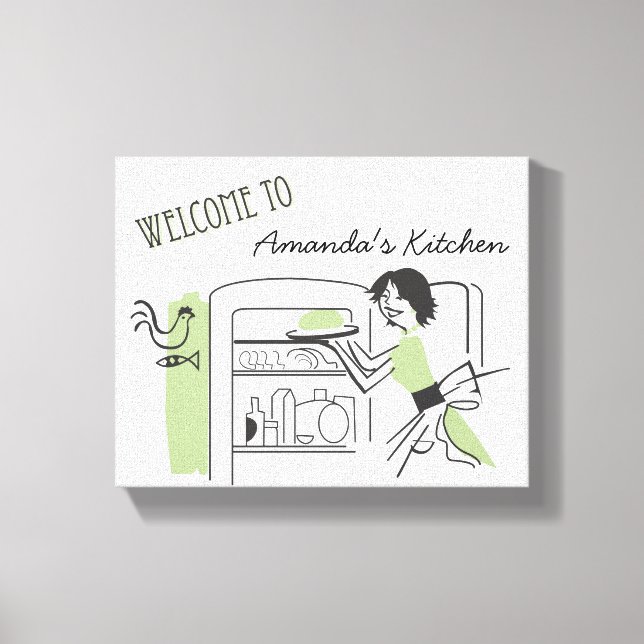 Personalized Retro Kitchen  |  Canvas Decor (Front)