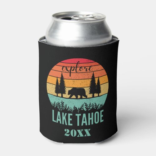 Personalized Retro Lake Tahoe California Souvenir Can Cooler