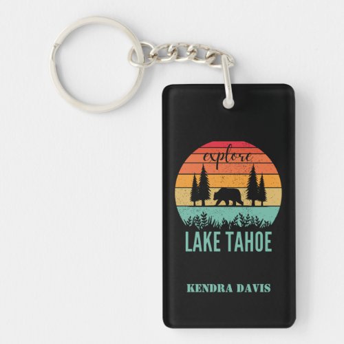 Personalized Retro Lake Tahoe California Souvenir Keychain