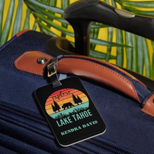 Personalized Retro Lake Tahoe California Souvenir Luggage Tag