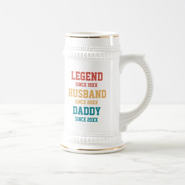 Personalized Retro Legend Husband Daddy Gift Beer Stein (Right)