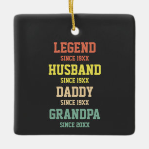 Personalized Retro Legend Husband Daddy Grandpa Ceramic Ornament