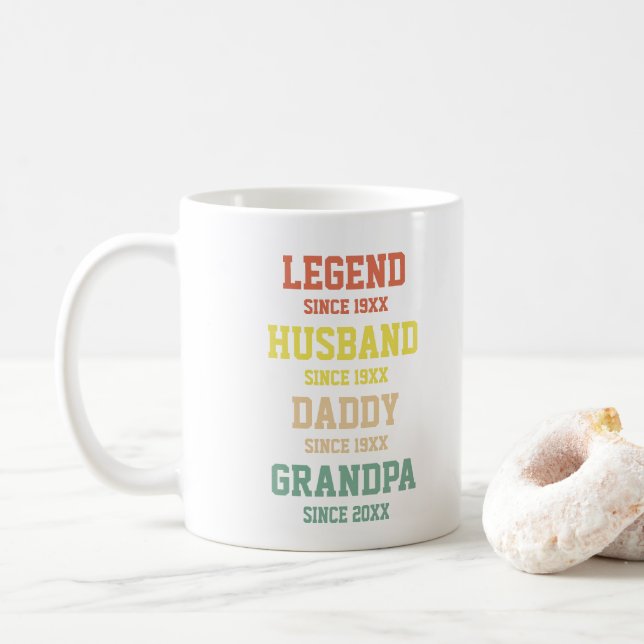 Personalized Retro Legend Husband Daddy Grandpa  Coffee Mug (With Donut)