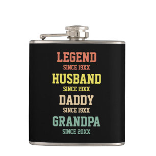 Personalized Retro Legend Husband Daddy Grandpa Flask