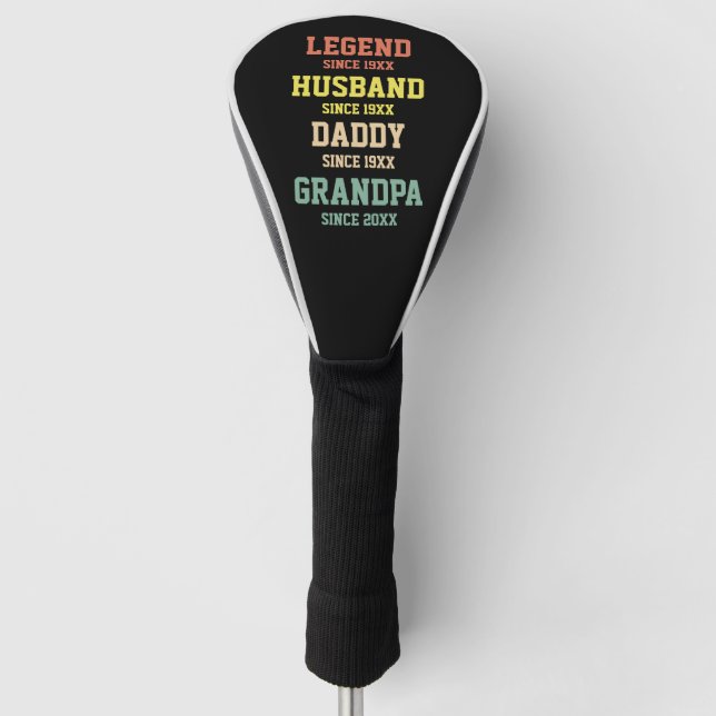 Personalized Retro Legend Husband Daddy Grandpa Golf Head Cover (Front)