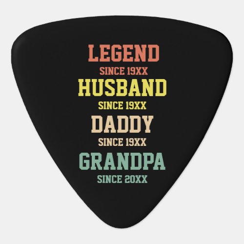 Personalized Retro Legend Husband Daddy Grandpa Guitar Pick
