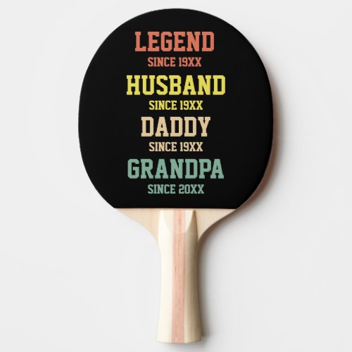 Personalized Retro Legend Husband Daddy Grandpa Ping Pong Paddle