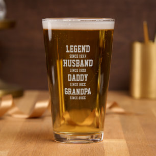 Personalized Retro Legend Husband Daddy Grandpa  Pint Glass