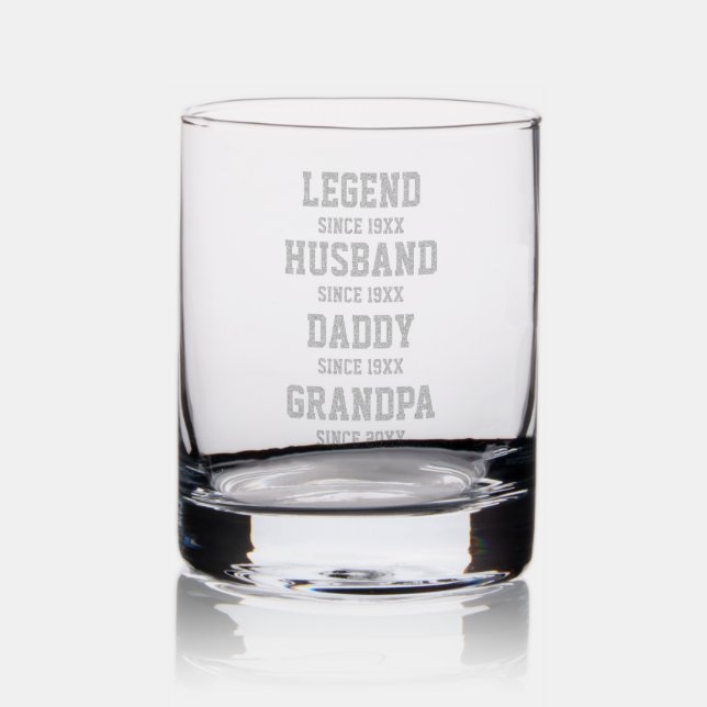Personalized Retro Legend Husband Daddy Grandpa  Rocks Glass (Glassware)