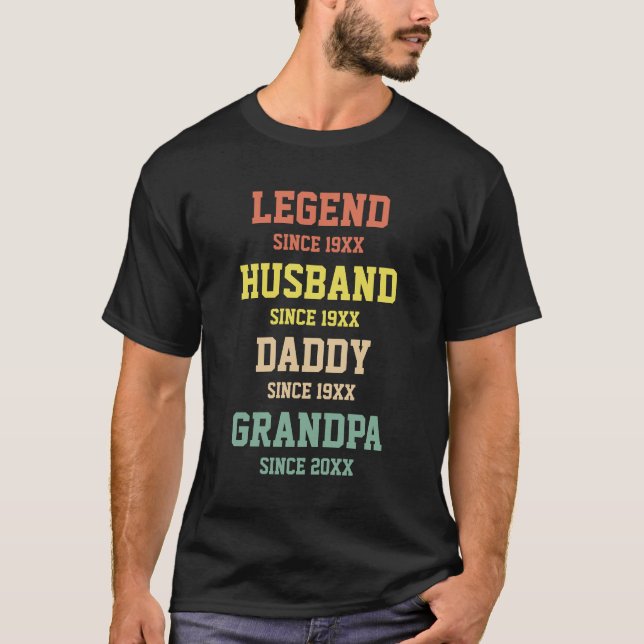 Personalized Retro Legend Husband Daddy Grandpa  T-Shirt (Front)