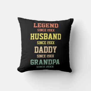 Personalized Retro Legend Husband Daddy Grandpa Throw Pillow