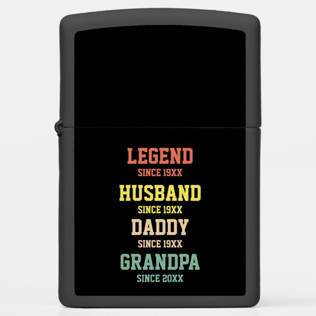 Personalized Retro Legend Husband Daddy Grandpa Zippo Lighter (Front)