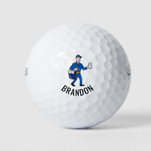Personalized Retro Mailman Postal Carrier Golf Balls