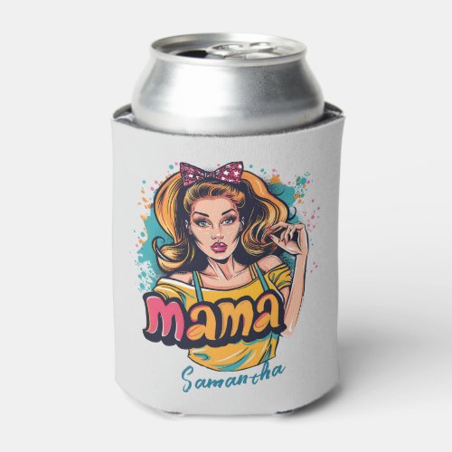 Personalized Retro  Mama Pop Art 10 Can Cooler