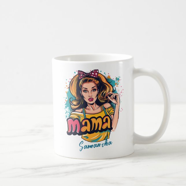 Personalized Retro  Mama Pop Art (10) Coffee Mug (Right)